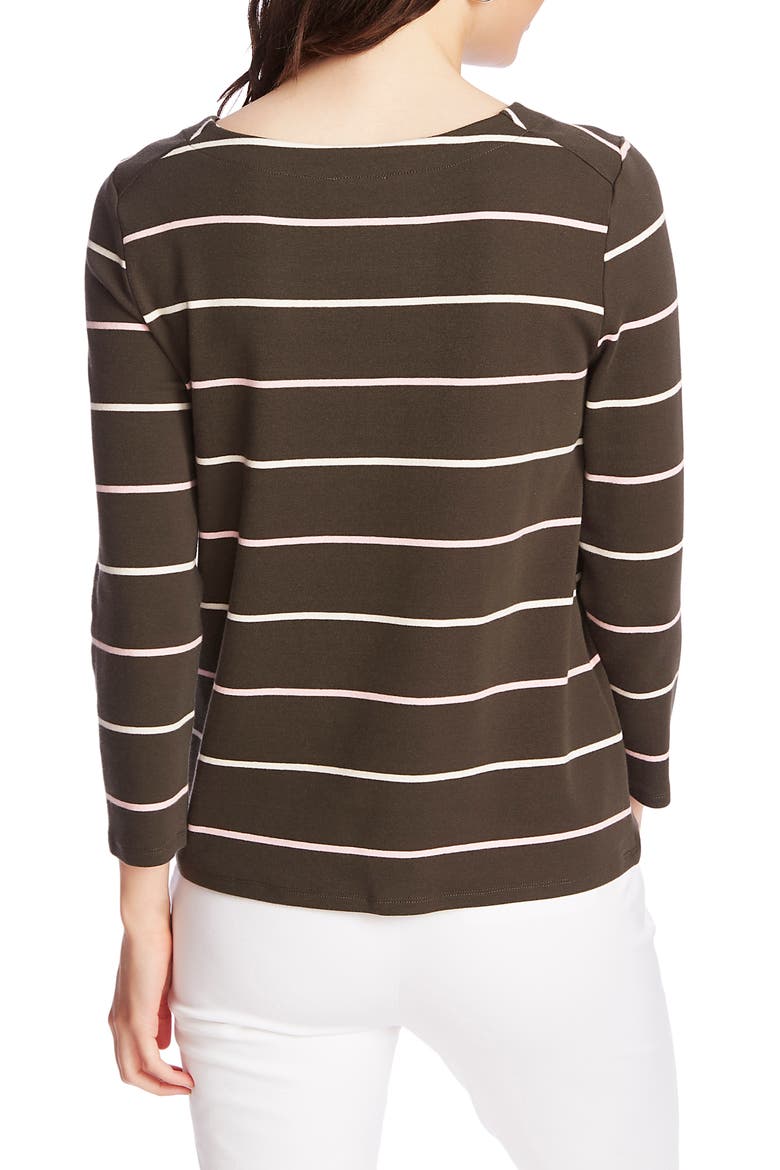Volley Stripe Knit Top, Alternate, color, OLIVE FERN