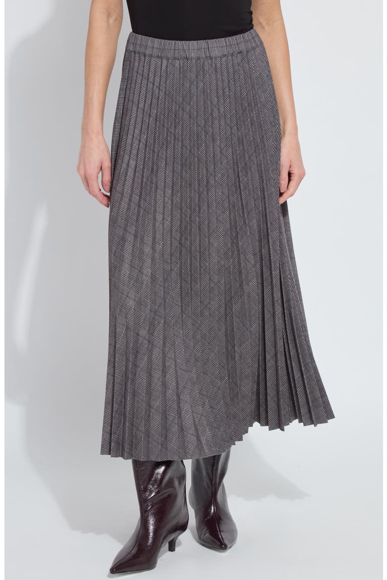 Pierra Pleated Ponte Midi Skirt, Main, color, LONDON GLEN PLAID