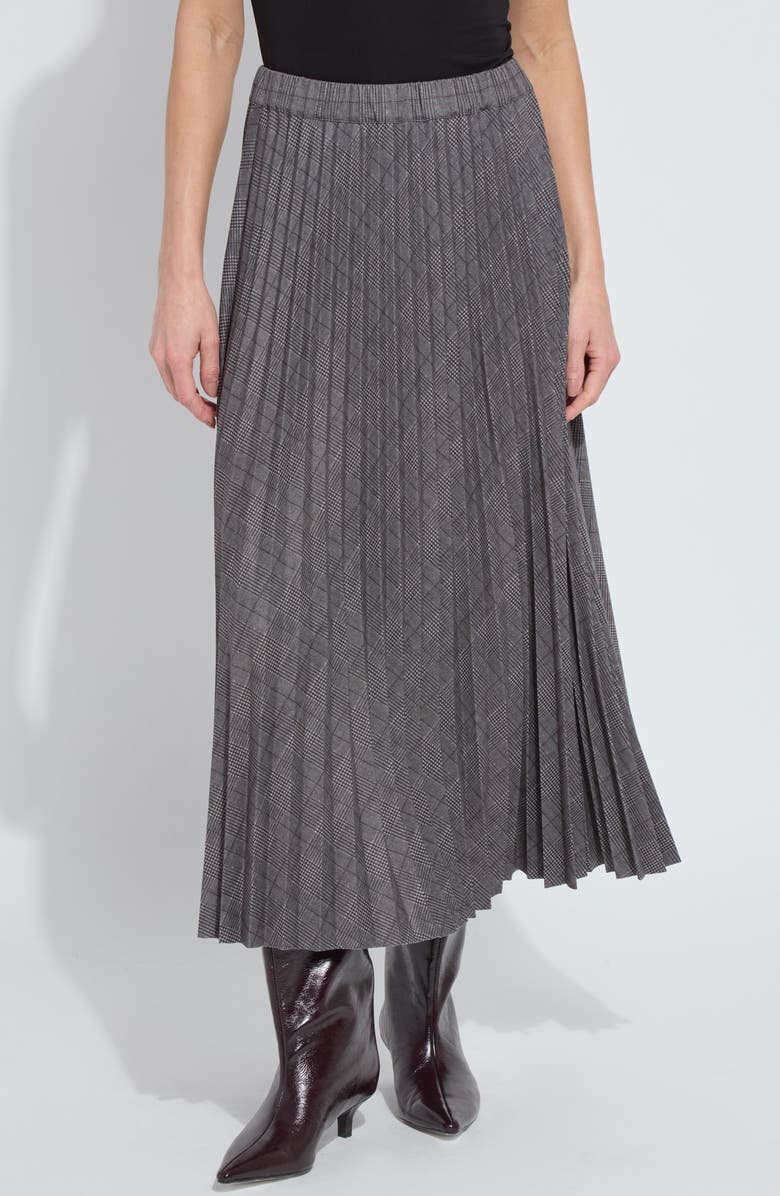 Lysse Pierra Pleated Ponte Midi Skirt, Main, color, London Glen Plaid