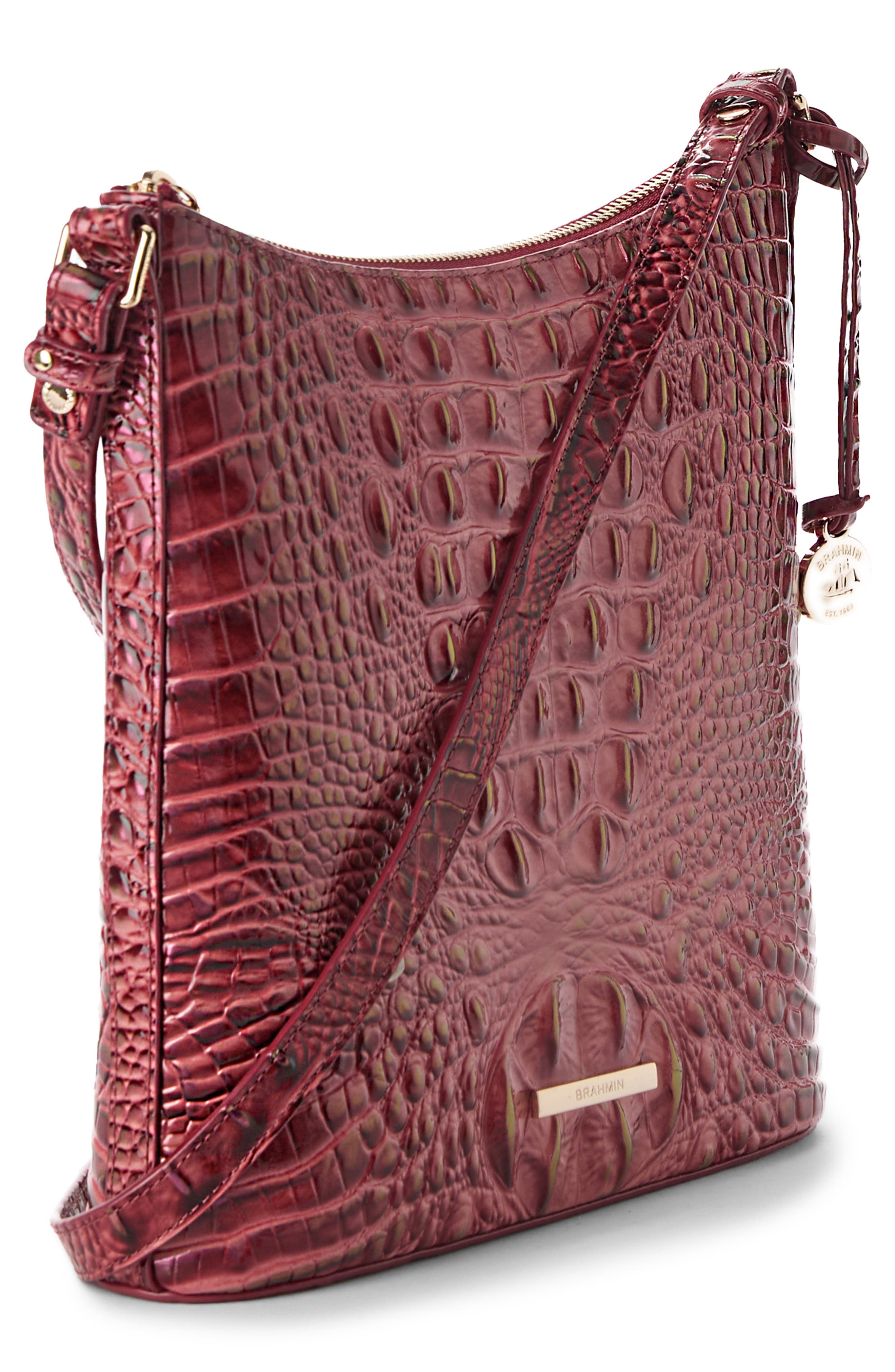 Brahmin Katie Croc Embossed Leather Crossbody Bag, Alternate, color, Coquette Ombre Melbourne