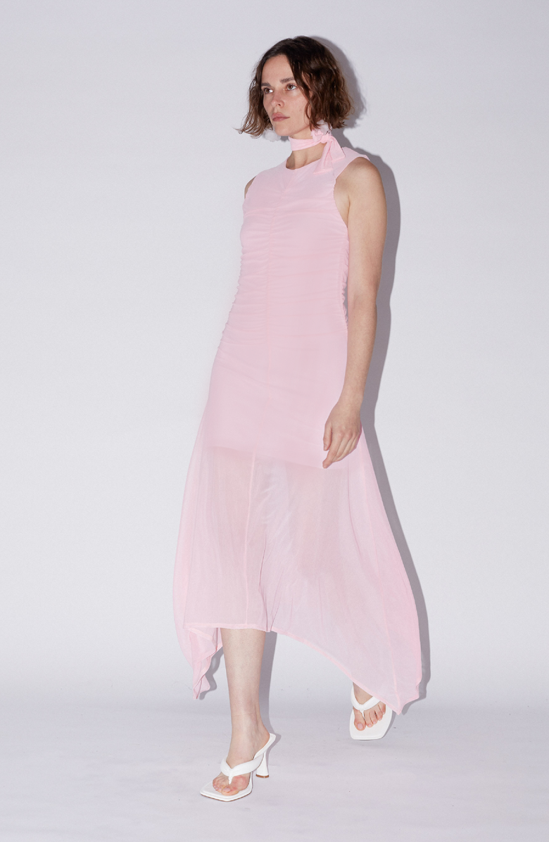 SAEMDI Asymmetrical Mesh Dress, Alternate, color, 