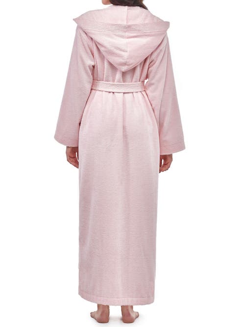 Arus Cotton Full Length Hooded Bathrobe In Pink