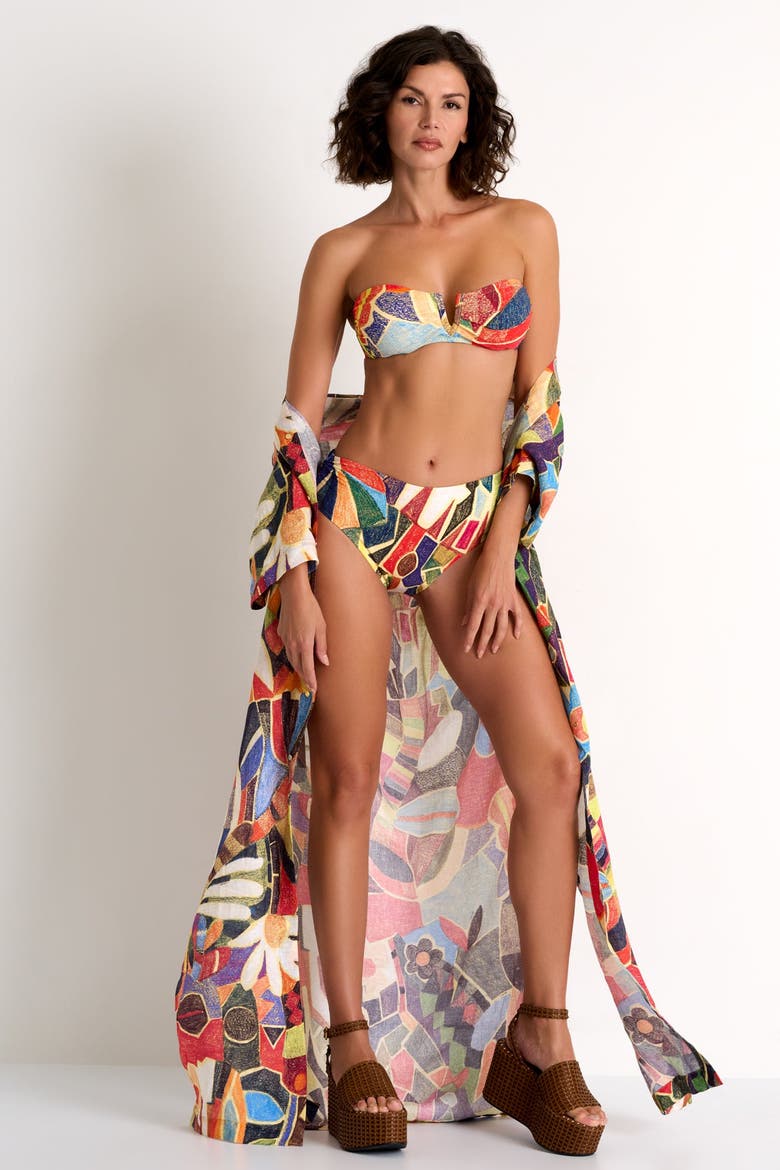 Classic Bandeau Bikini Top, Alternate, color, Abstract print