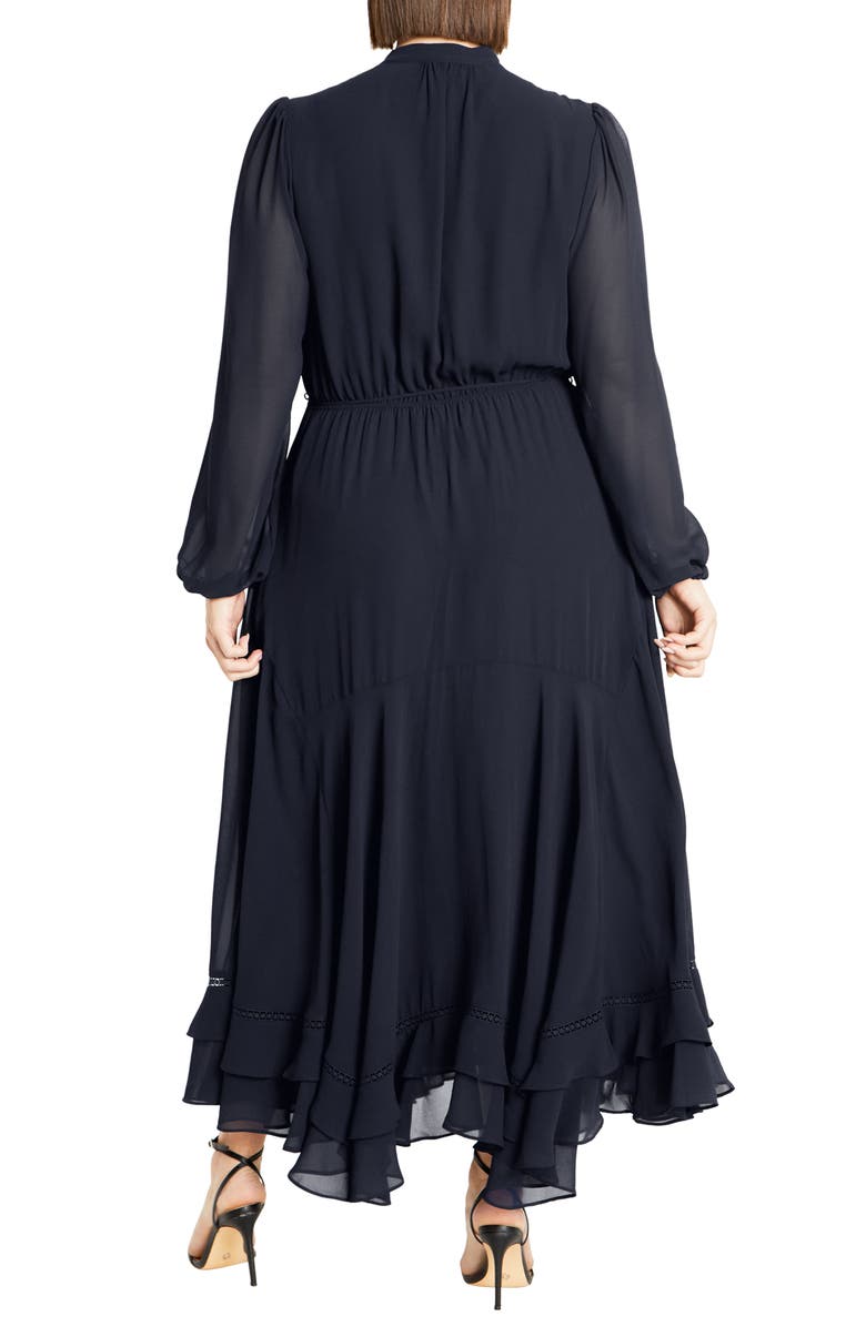 City Chic Yasmin Long Sleeve Maxi Dress, Alternate, color, Navy
