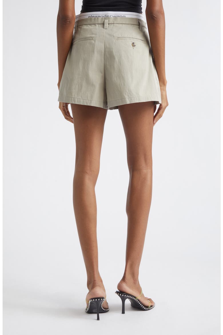 Pleated High Waist Shorts, Alternate, color, STONE