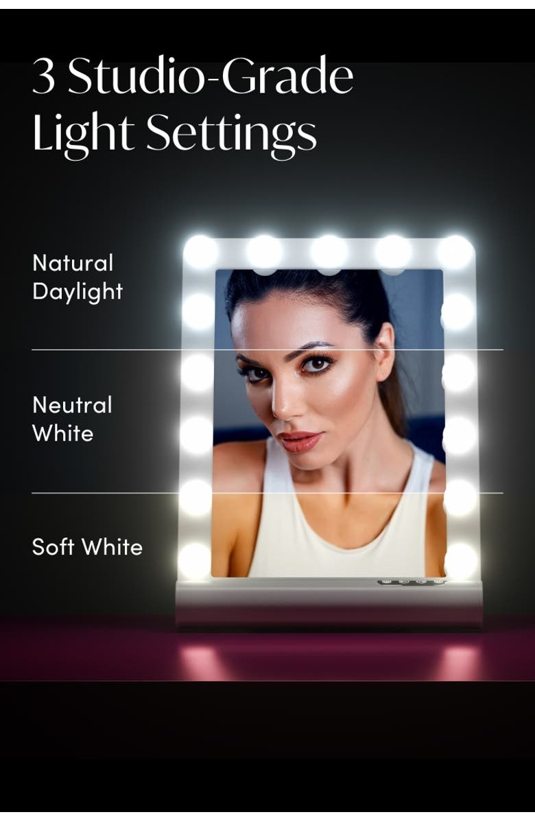 FANCII Madeline Mini Hollywood Mirror, Alternate, color, White