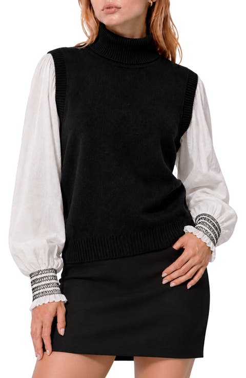 Anne Mixed Media Turtleneck Sweater