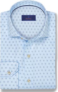 David Donahue Geometric Print Sport Shirt