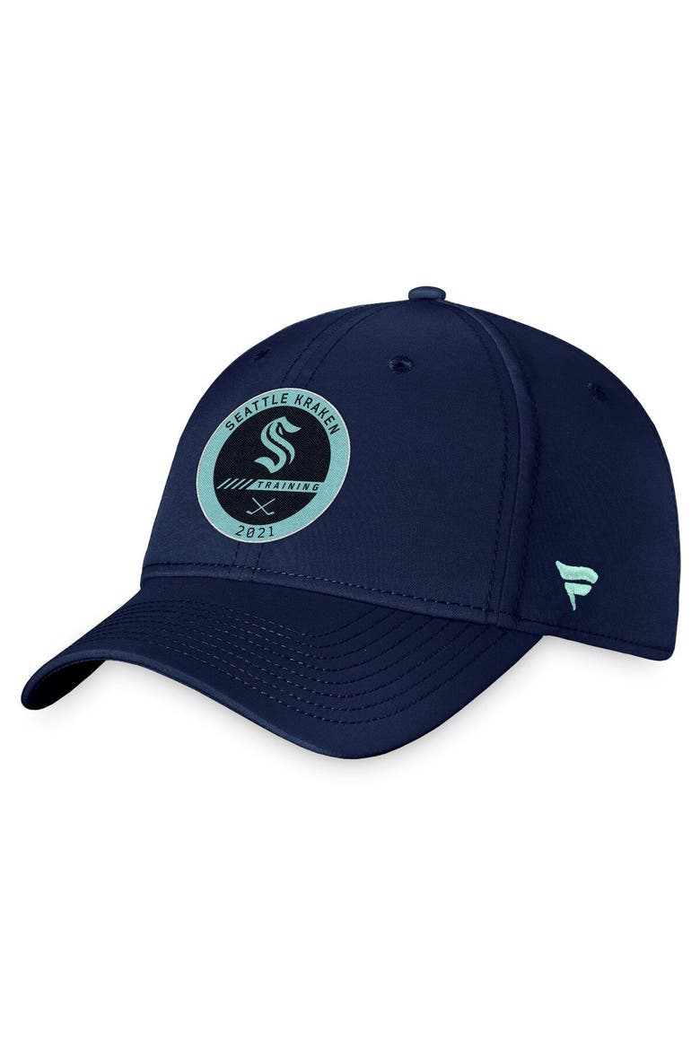 Men's Fanatics Branded Navy Seattle Kraken 2022 Authentic Pro Training Camp Flex Hat, Main, color, Navy