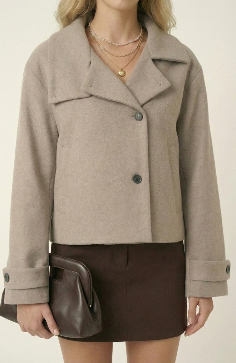 Modenaire Cropped Wool-Blend Oversized Collar Jacket, Alternate, color, Beige