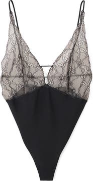 MANGO x Kaia Gerber Lace Combo Bodysuit