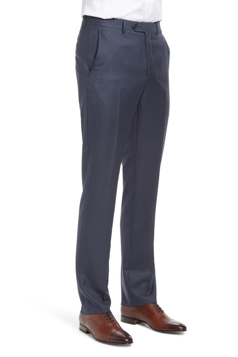 Roma Flat Front Loro Piana Wool Serge Dress Pants, Alternate, color, BLUE