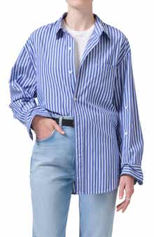 Citizens of Humanity Kayla Mesa Stripe Oversize Button-Up Shirt