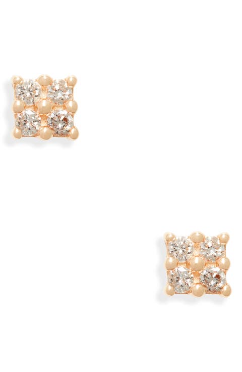 Mini Diamond Square Stud Earrings