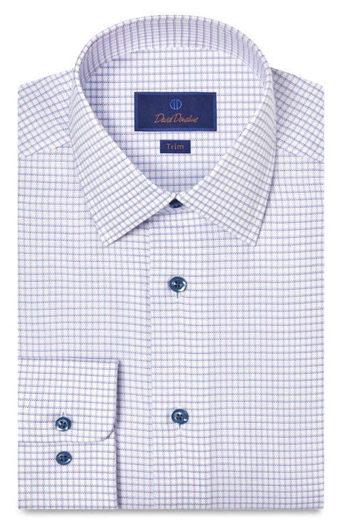 Trim Fit Check Cotton Dobby Dress Shirt