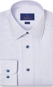 David Donahue Trim Fit Check Cotton Dobby Dress Shirt
