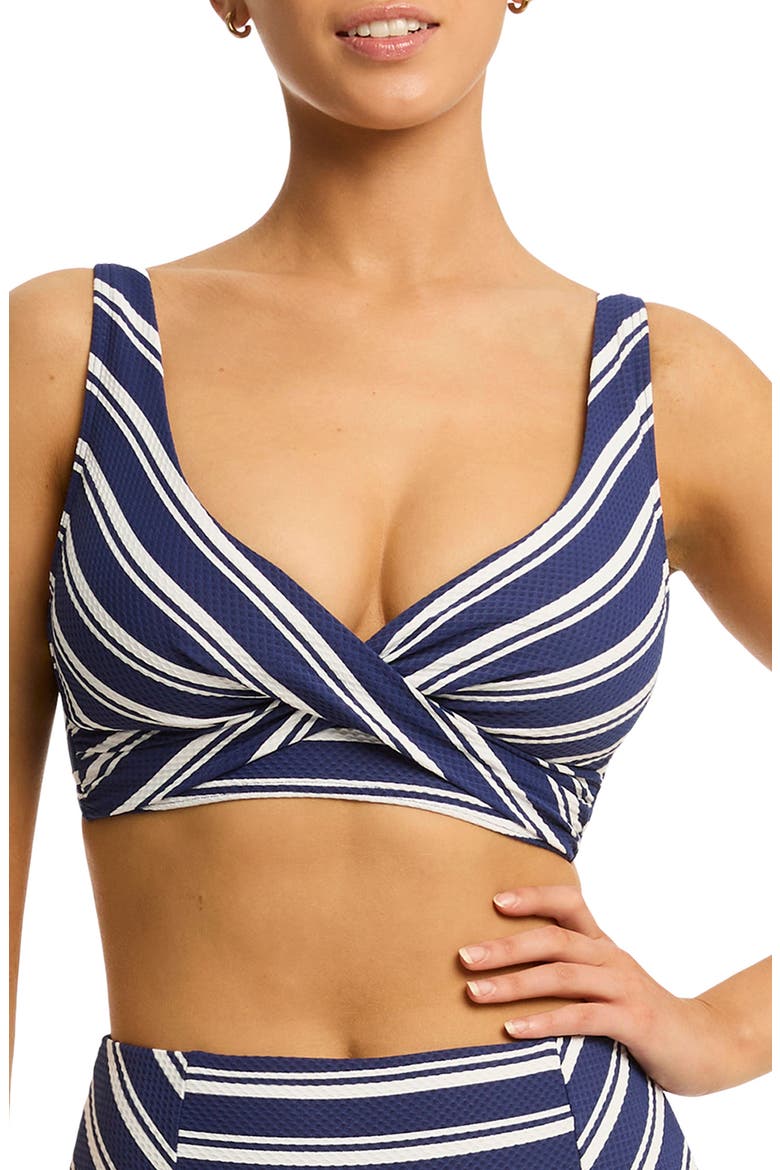 Biarritz Cross Front Multifit Bikini Top, Main, color, FRENCH NAVY