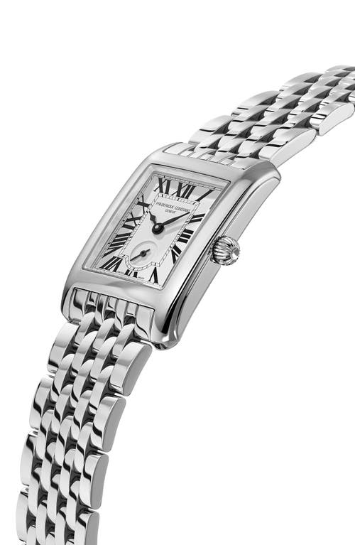 Frederique Constant Classic Carrèe Diamond Leather Strap Watch, 28mm X 25mm In Silverone
