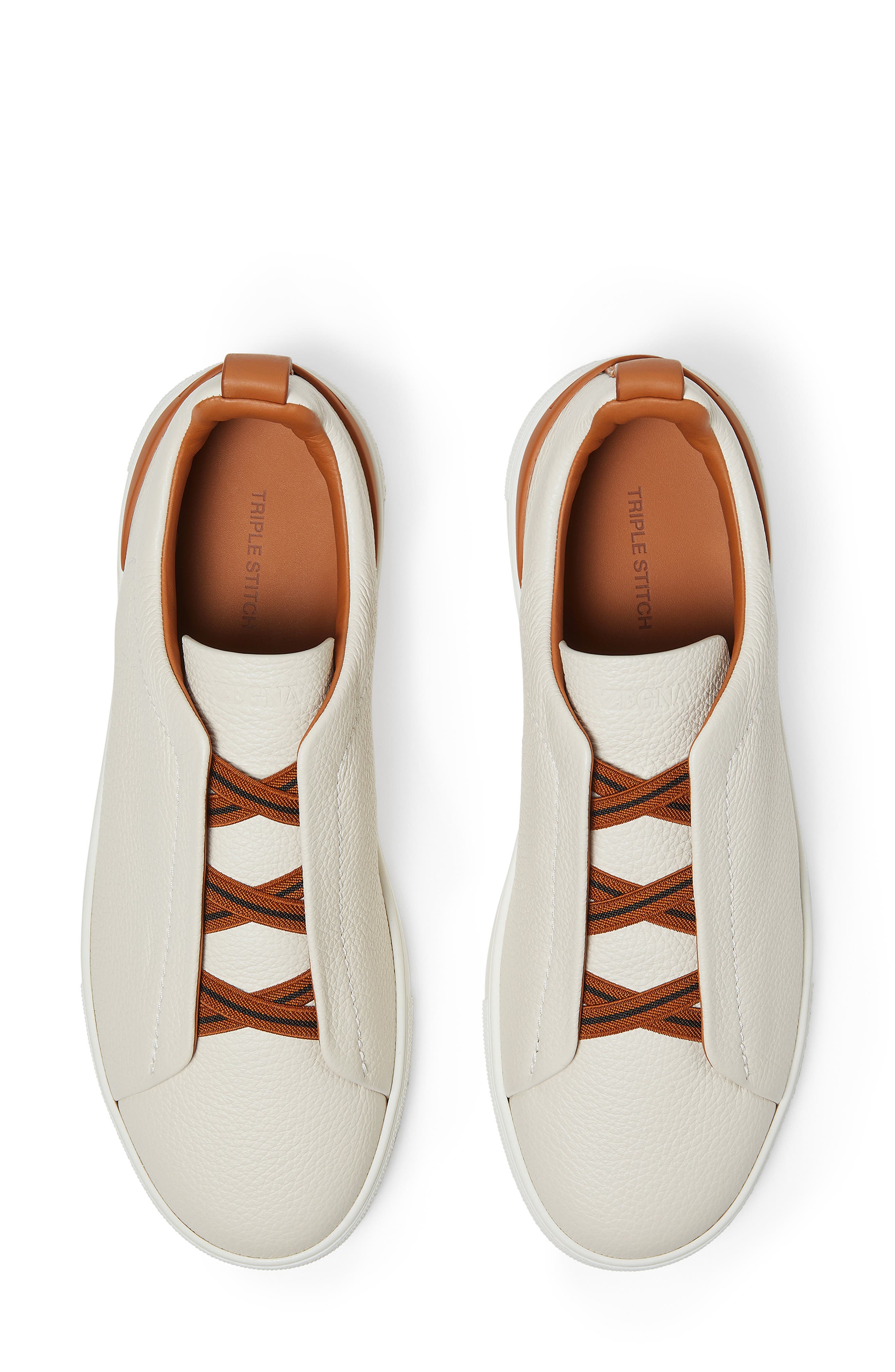 Triple Stitch™ Leather Slip-On Sneaker, Alternate, color, WHITE
