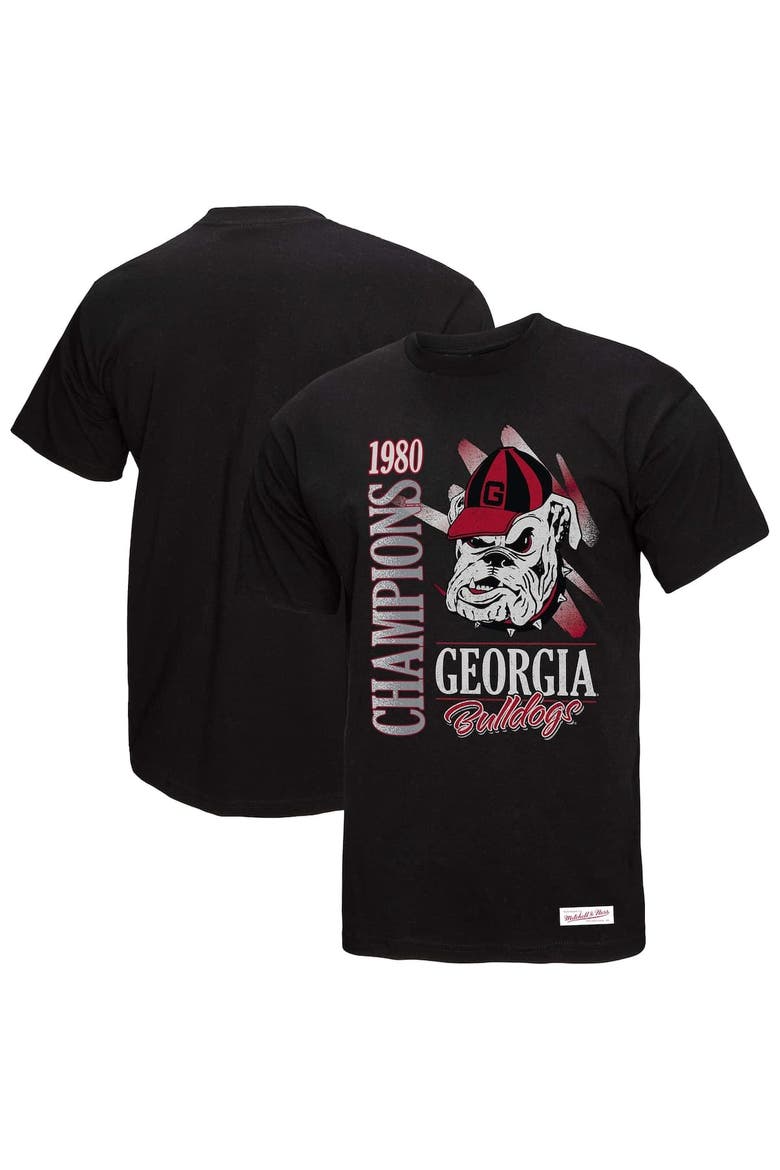 Men's Mitchell & Ness  Black Georgia Bulldogs Retro Brush Mineral Wash T-Shirt, Alternate, color, Black