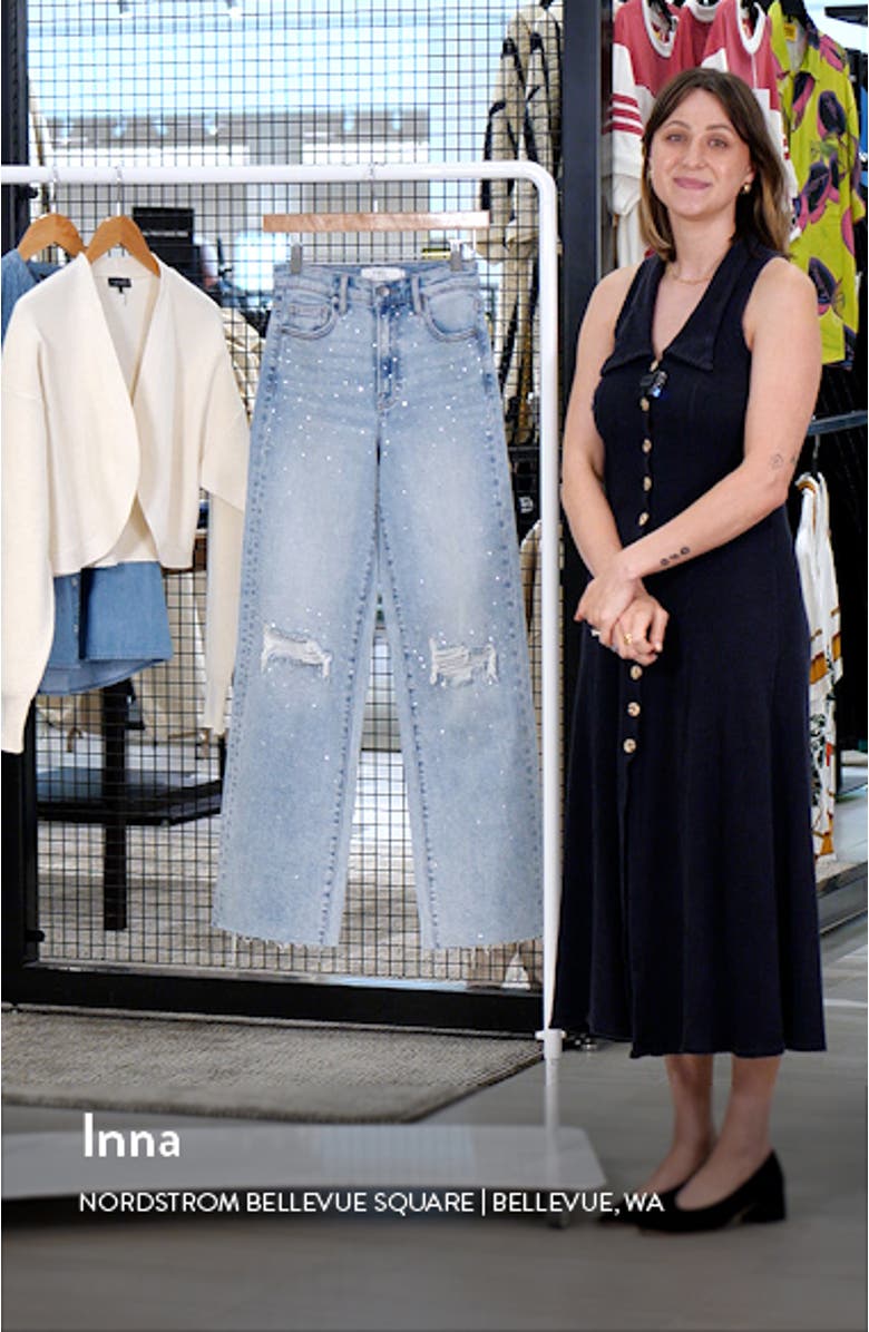 Wilda Icon Diamonte Ripped Straight Leg Jeans, sales video thumbnail
