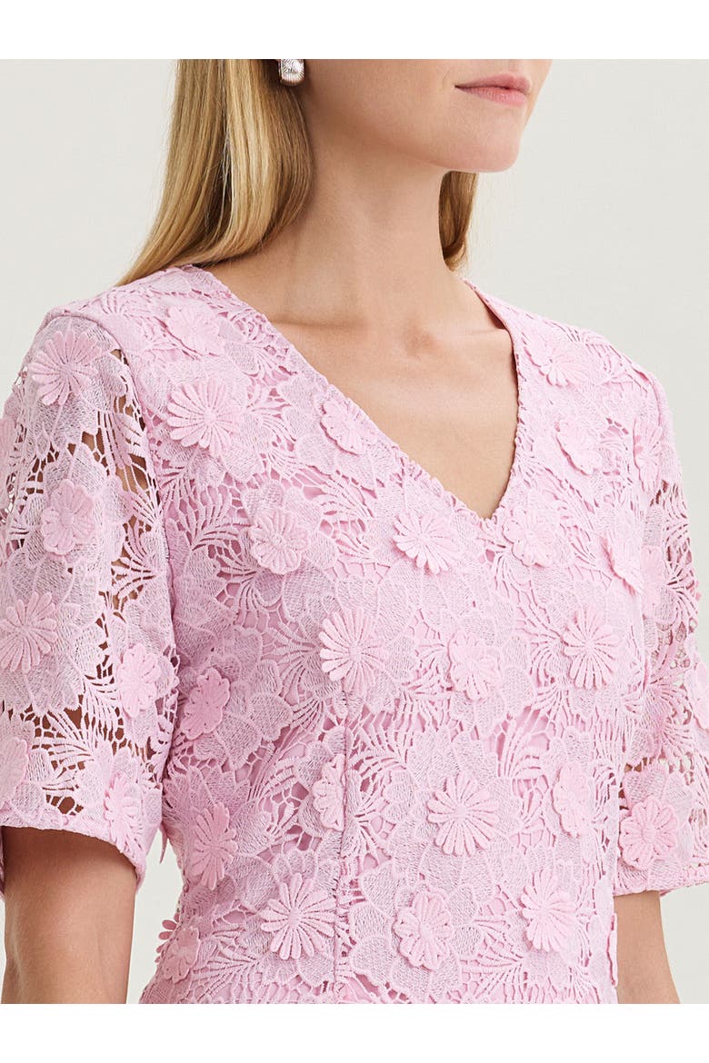 Lined Floral Lace Applique Woven Midi Dress, Alternate, color, Cherry Blossom