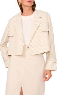 1.STATE Stripe Double Breasted Crop Jacket