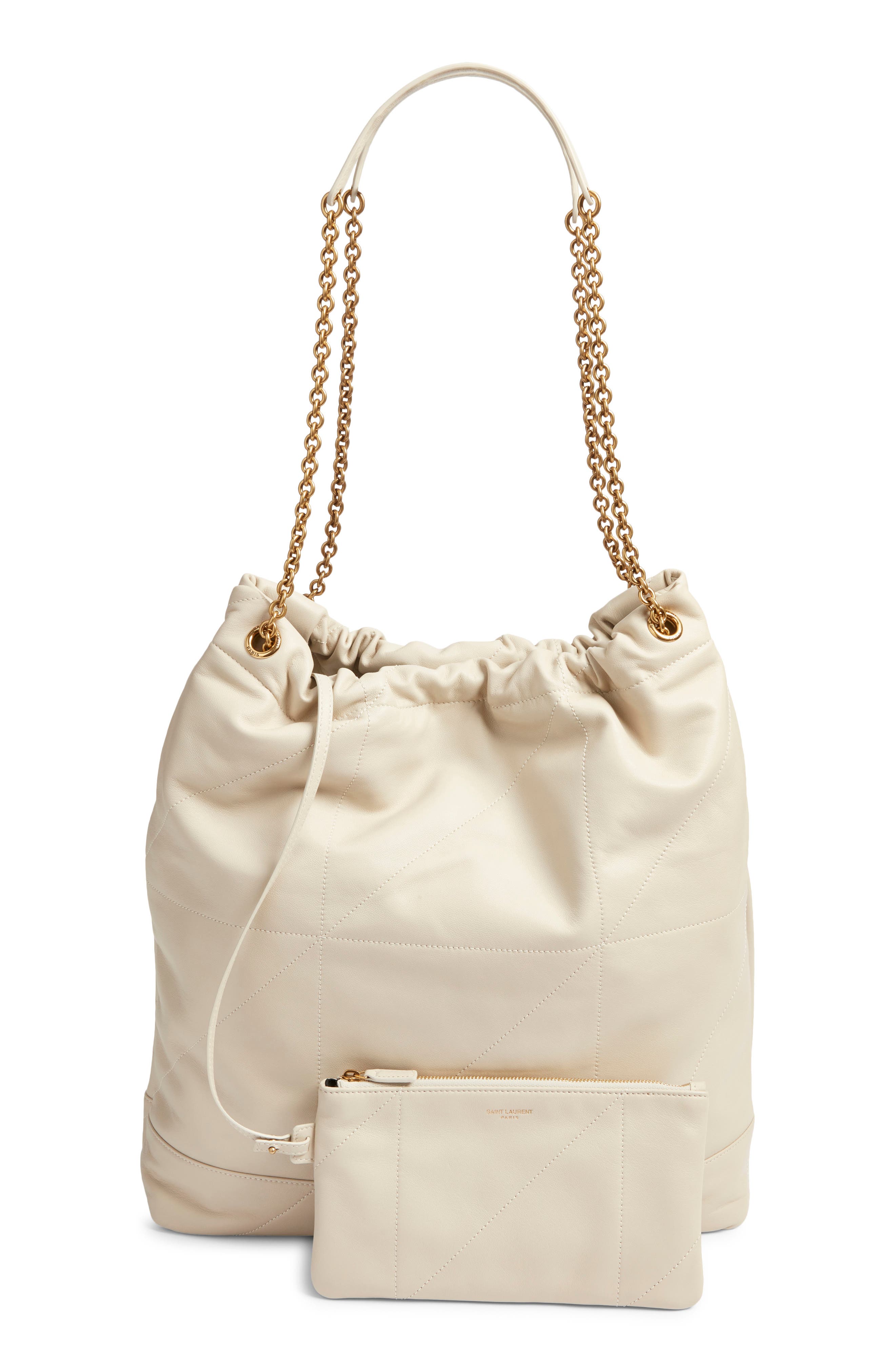 Saint Laurent Large Jamie 4.3 Patchwork Leather Shoulder Bag, Alternate, color, Blanc Vintage