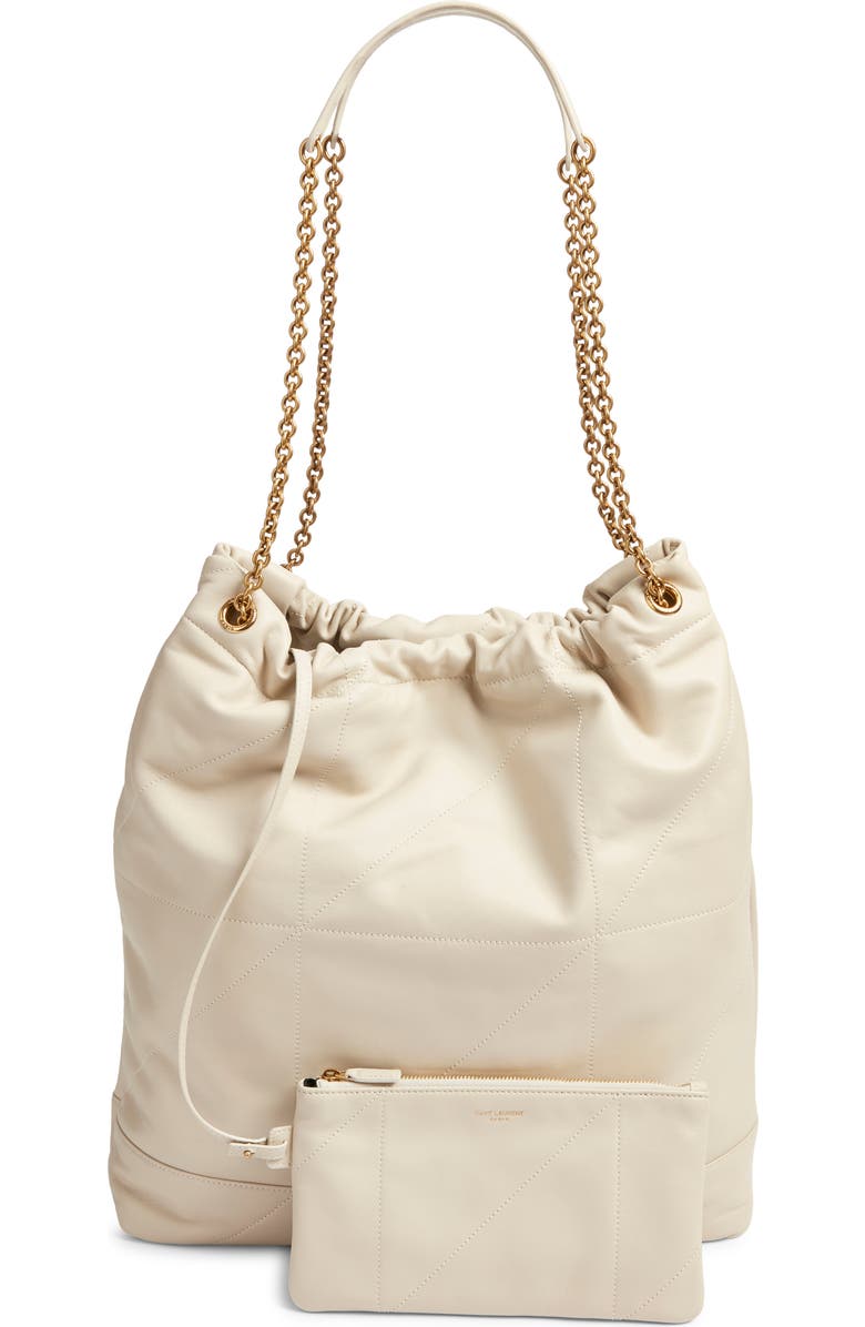 Saint Laurent Large Jamie 4.3 Patchwork Leather Shoulder Bag, Alternate, color, Blanc Vintage