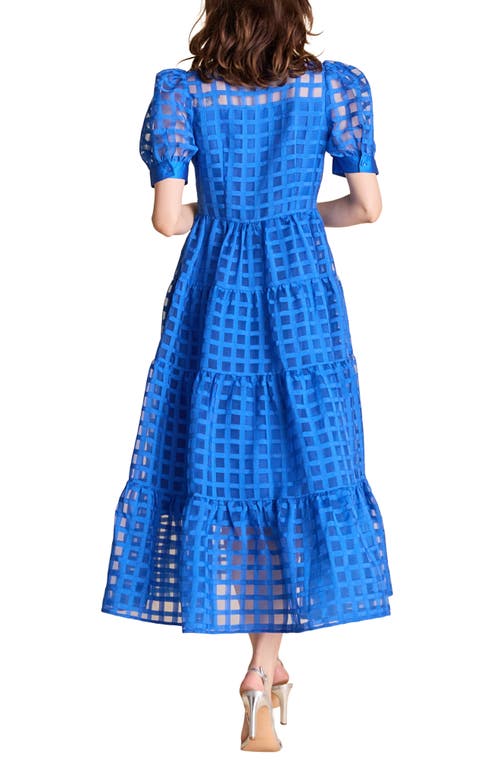 ENGLISH FACTORY ENGLISH FACTORY GRID PATTERN TIERED MIDI SHIRTDRESS 