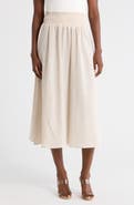 Renee C Smocked Waist Midi Skirt