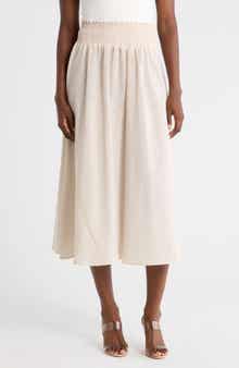 Smocked Waist Midi Skirt