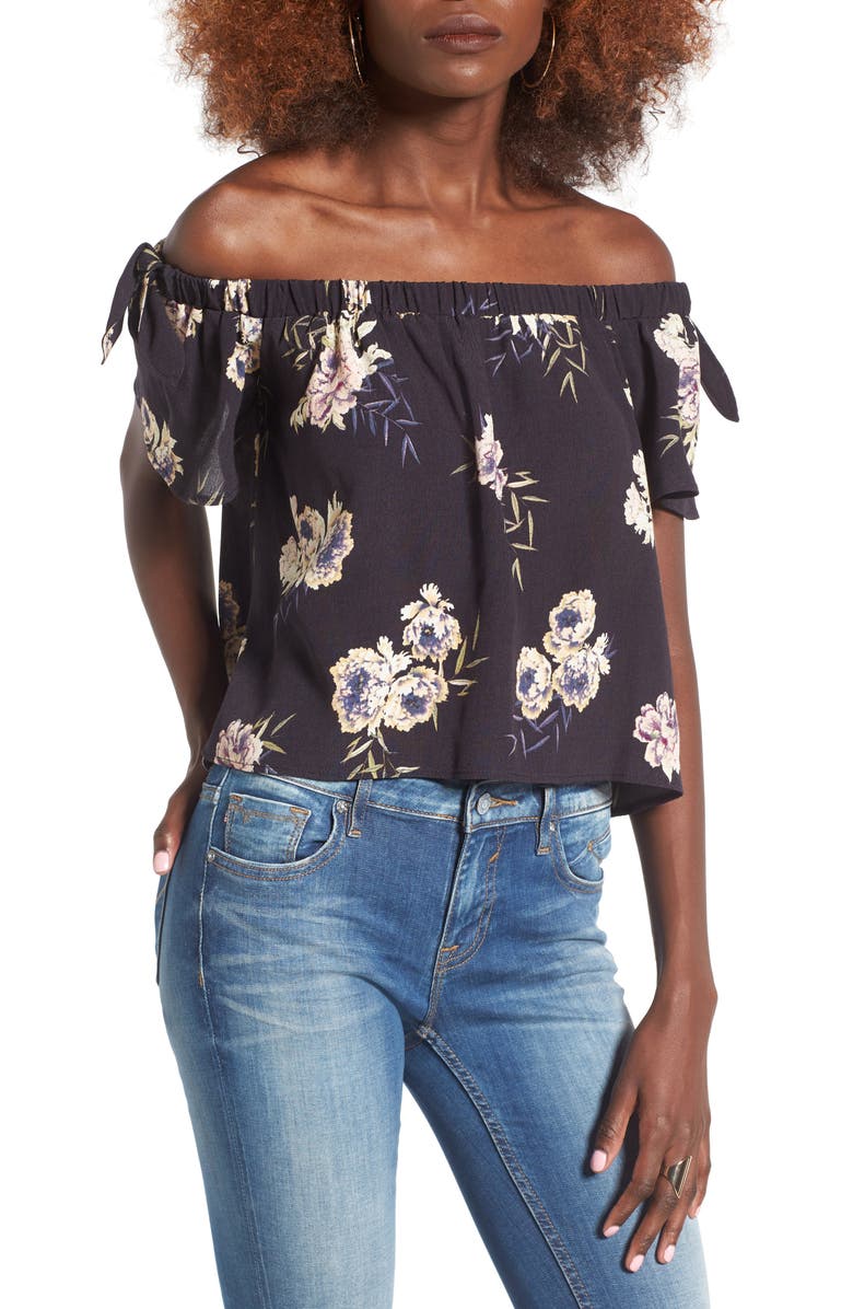 ASTR the Label Tie Detail Off the Shoulder Blouse, Main, color, 