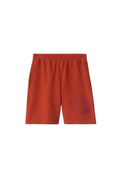 Burberry Gothic Logo Embroidered Shorts In Orange