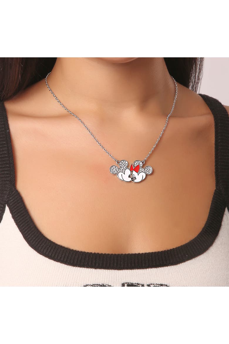 Mickey & Minnie Mouse Fashion Necklace, Alternate, color, Silver