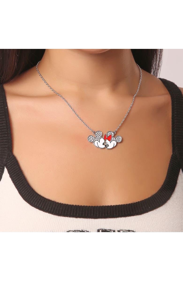 Disney Mickey & Minnie Mouse Fashion Necklace, Alternate, color, Silver