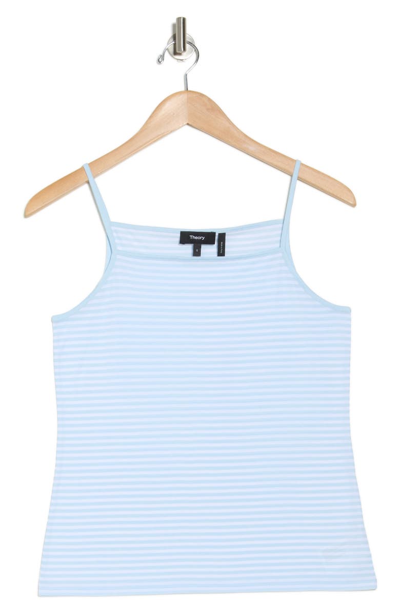 Theory Stripe Square Neck Pima Cotton Tank, Alternate, color, Skylht/Wht