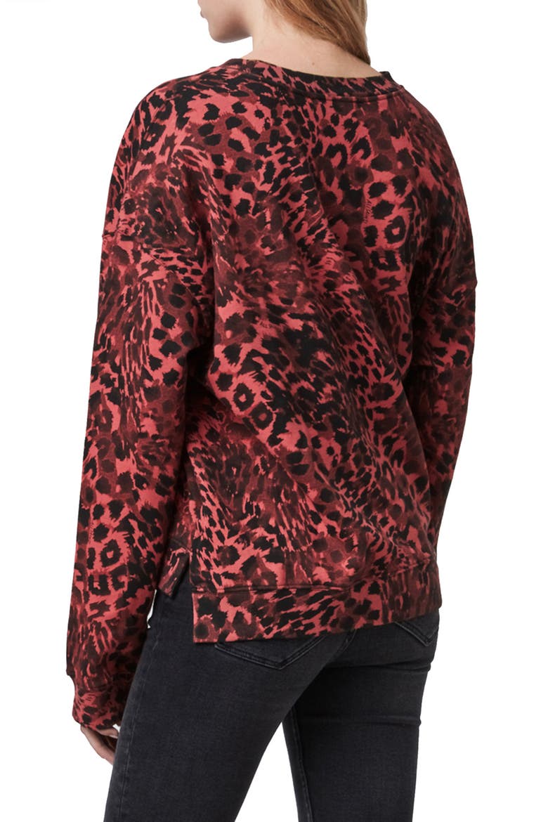 Redar Leopard Print Sweatshirt, Alternate, color, RED