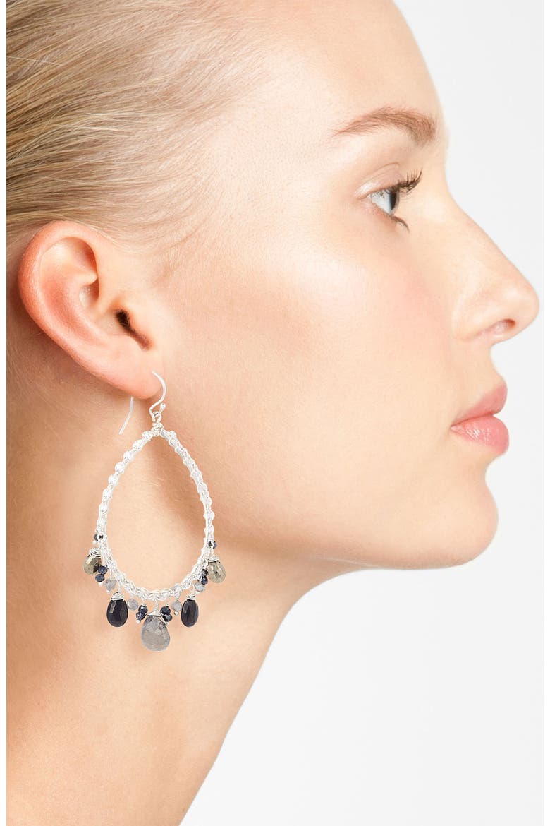 Teardrop Earrings, Alternate, color, SILVER/ MULTI BLACK