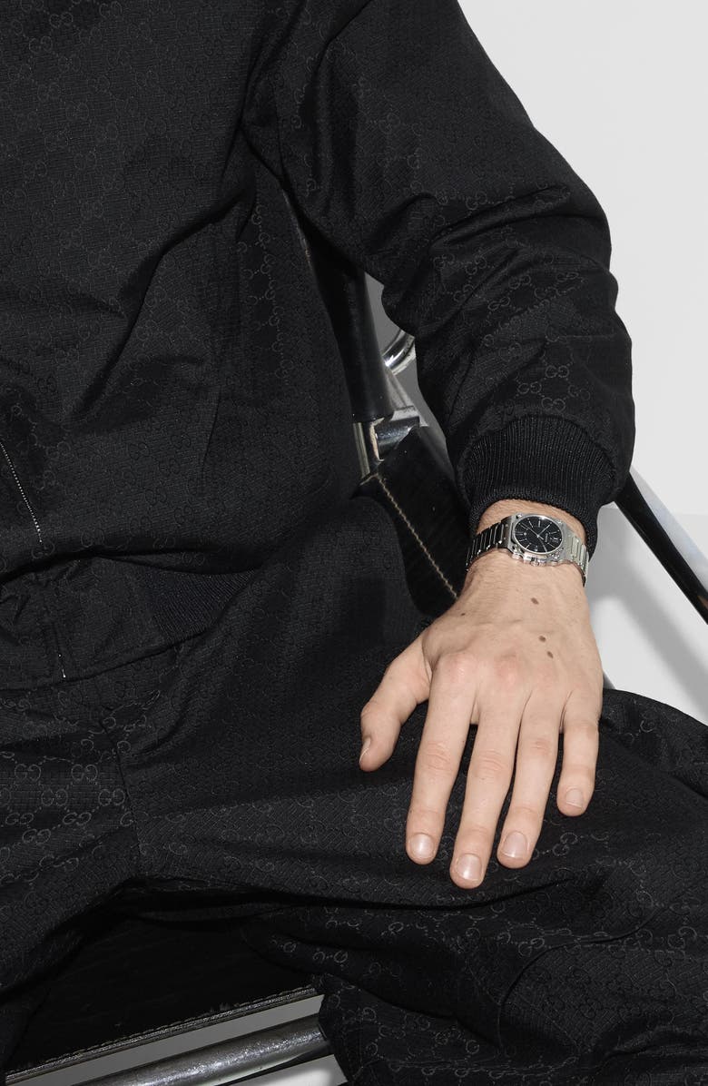 Gucci G-Flat Bracelet Watch, 30mm, Alternate, color, Black/Silver