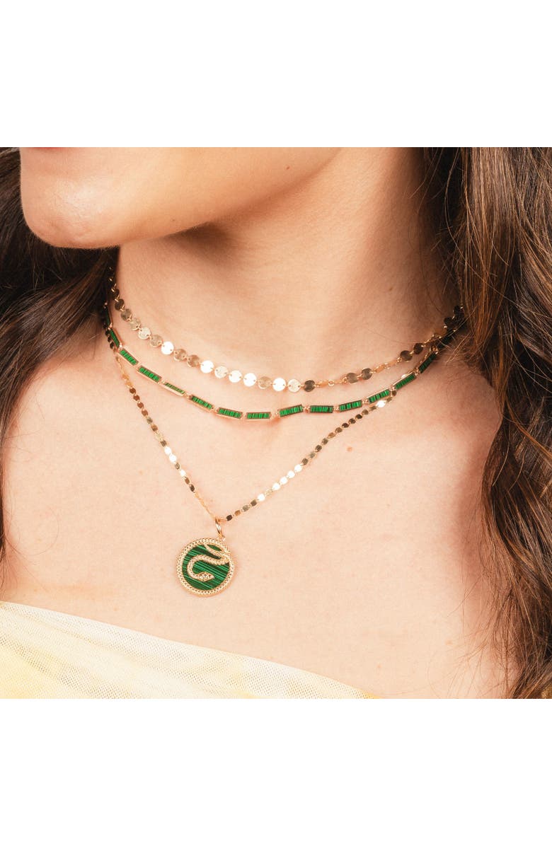 The Lovery Fine Jewelry Malachite Snake Charm, Alternate, color, Malachite