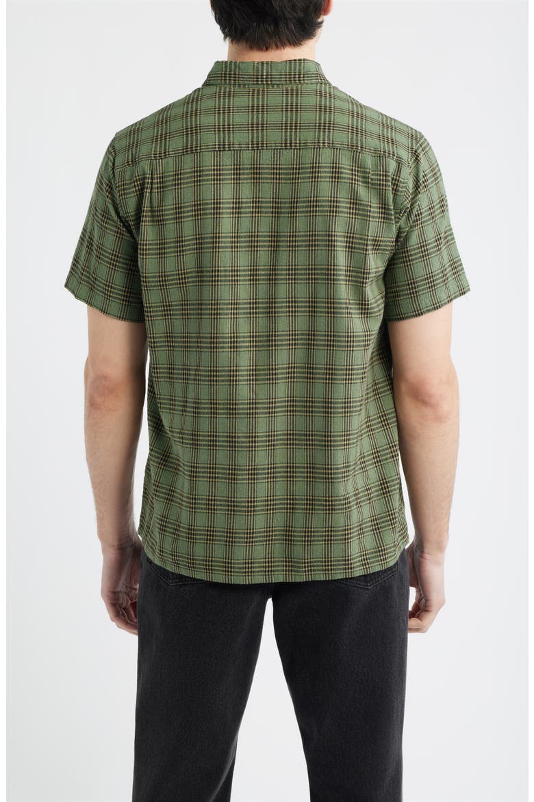 Office Woven Check Short Sleeve Cotton Button-Up Shirt, Alternate, color, GREEN