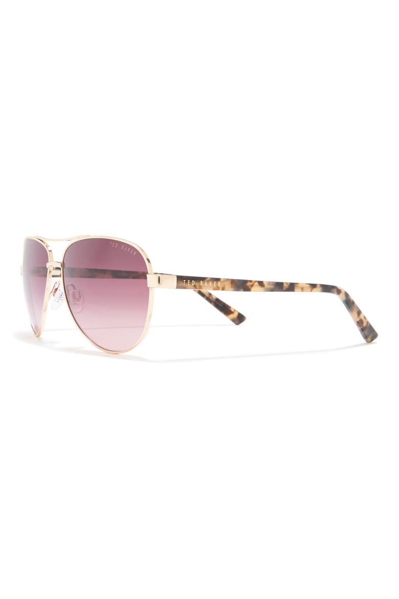 57mm Metal Frame Aviator Sunglasses, Alternate, color, LIGHT GOLD