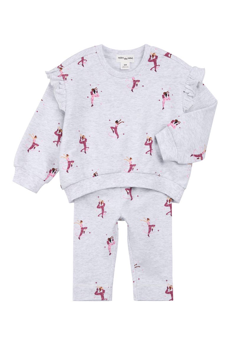 Kids' Ruffle 2-Piece Top & Pants Set, Main, color, LIGHT HEATHER GREY