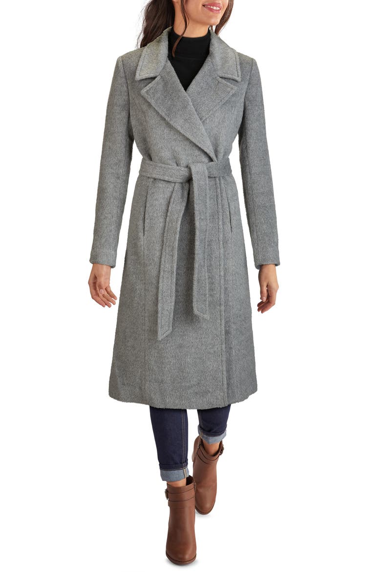 Wool & Alpaca Blend Wrap Coat, Main, color, GREY
