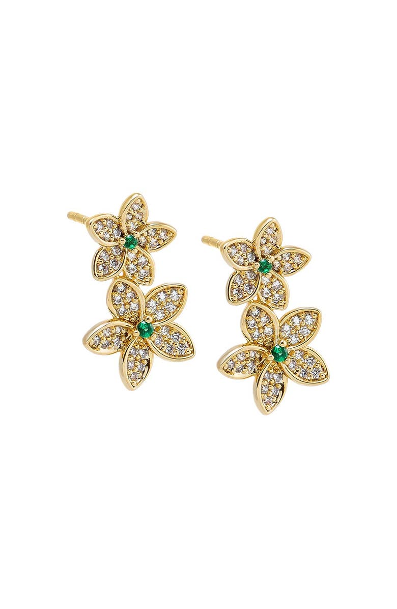 BY ADINA EDEN Pave Double Flower Stud Earring, Main, color, 