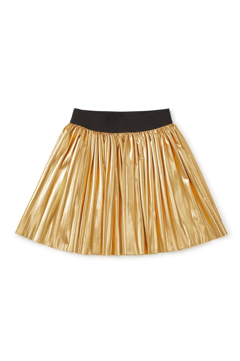 Pleated Metallic Twirl Skirt, Main, color, Metallic Gold