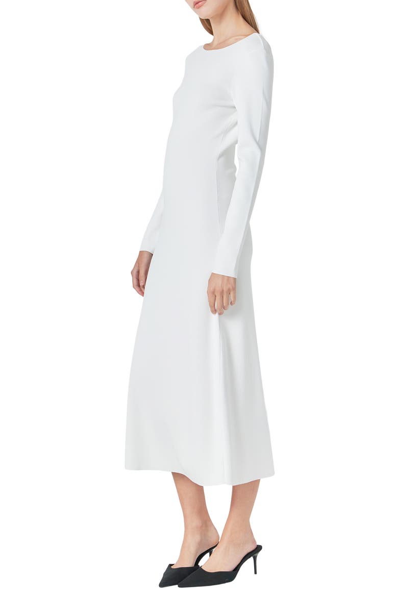 Open Back Long Sleeve Midi Sweater Dress, Alternate, color, CREAM