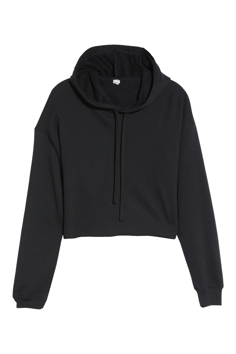 Solid Crop Hoodie, Alternate, color, BLACK