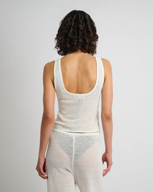 Onia Linen Knit Square Neck Tank In White